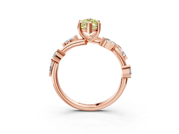 Rose gold Fancy Yellow Marquise Cut Solitaire Twisted Band Marquise Accent Prong Setting Ring
