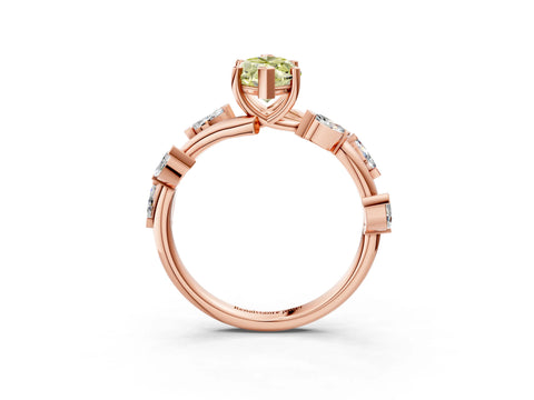 Rose gold Fancy Yellow Marquise Cut Solitaire Twisted Band Marquise Accent Prong Setting Ring_3