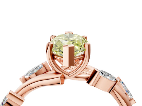 Rose gold Fancy Yellow Marquise Cut Solitaire Twisted Band Marquise Accent Prong Setting Ring_4