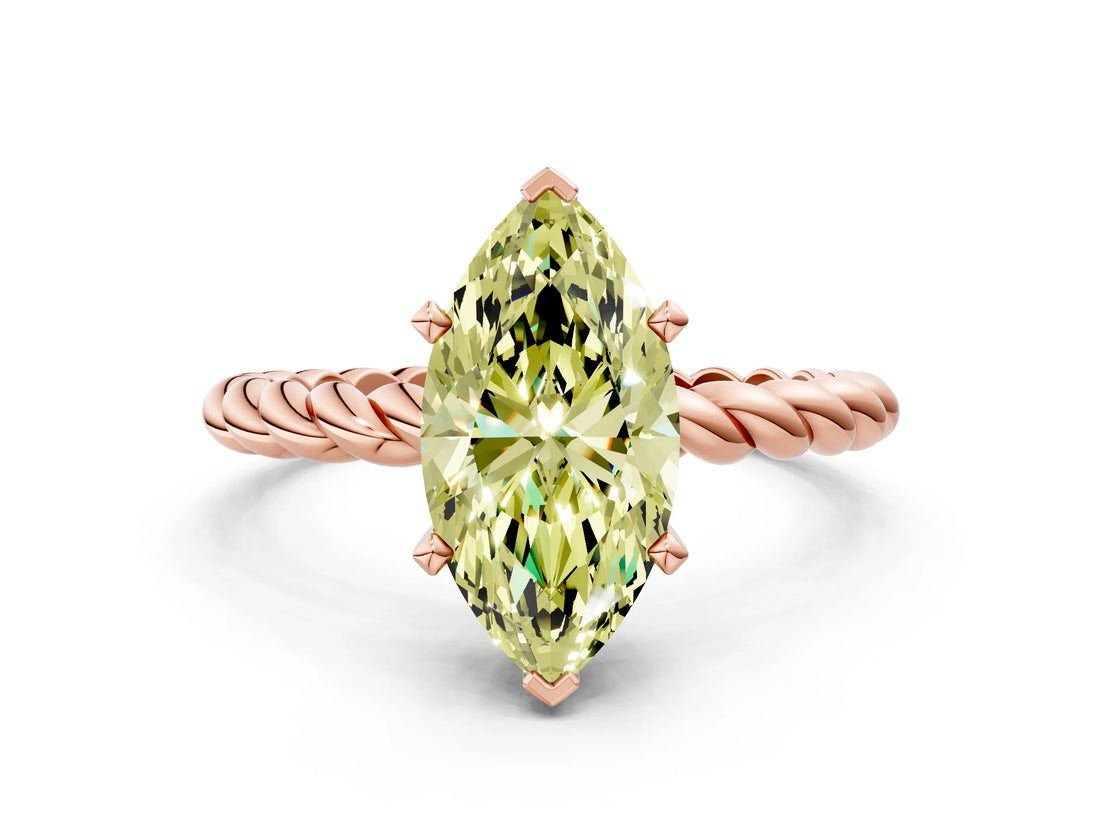 Rose gold Fancy Yellow Marquise  Cut Solitaire Twisted Band with Four-Prong Setting_29