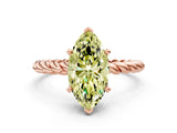 Rose gold Fancy Yellow Marquise  Cut Solitaire Twisted Band with Four-Prong Setting_29