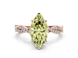 Rose gold Fancy Yellow Marquise Cut Solitaire Twisted Pave Band with Four-Prong Setting_3