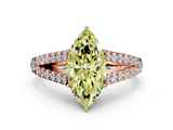 Rose gold Fancy Yellow Marquise  Cut Split Shank Pave Diamond Engagement Ring with Four-Prong Setting