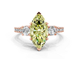 Rose gold Fancy Yellow Marquise  Cut Three-Stone Diamond Pavé Band with Prong Setting