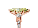 Rose gold Fancy Yellow Marquise  Cut Three-Stone Diamond Pavé Band with Prong Setting_5