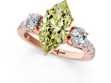 Rose gold Fancy Yellow Marquise  Cut Three-Stone Diamond Pave Band with Prong Setting_18