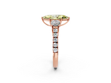Rose gold Fancy Yellow Marquise  Cut Three-Stone Diamond Pave Band with Prong Setting_19