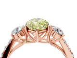 Rose gold Fancy Yellow Marquise  Cut Three-Stone Diamond Pave Band with Prong Setting_21