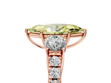 Rose gold Fancy Yellow Marquise  Cut Three-Stone Diamond Pave Band with Prong Setting_22