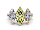 Rose gold Fancy Yellow Marquise Cut Three-Stone Diamond Ring with Prong Setting on a Classic Band_12
