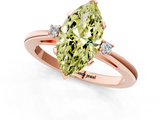 Rose gold Fancy Yellow Marquise  Cut Three-Stone Solitaire Ring with Round Accent Diamonds and Four-Prong Setting_1