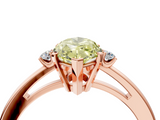 Rose gold Fancy Yellow Marquise  Cut Three-Stone Solitaire Ring with Round Accent Diamonds and Four-Prong Setting_4