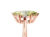 Rose gold Fancy Yellow Marquise  Cut Three-Stone Solitaire Ring with Round Accent Diamonds and Four-Prong Setting_5
