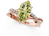 Rose gold Fancy Yellow Marquise  Cut Twist Band Solitaire Diamond Ring with Pavé Setting_4