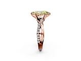Rose gold Fancy Yellow Marquise  Cut Twist Band Solitaire Diamond Ring with Pavé Setting_5
