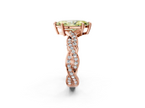 Rose gold Fancy Yellow Marquise  Cut Twisted Pavé Band Solitaire Ring with Four-Prong Setting_2