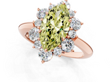 Rose gold Fancy Yellow Marquise  Diamond Cluster Halo Ring with Solitaire Band and Four-Prong Setting_1