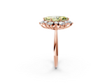 Rose gold Fancy Yellow Marquise  Diamond Cluster Halo Ring with Solitaire Band and Four-Prong Setting_2