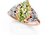Rose gold Fancy Yellow Marquise  Diamond Cluster Leaf Design Ring with Prong Setting_1