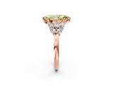 Rose gold Fancy Yellow Marquise  Diamond Cluster Leaf Design Ring with Prong Setting_2