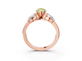 Rose gold Fancy Yellow Marquise  Diamond Cluster Leaf Design Ring with Prong Setting_3