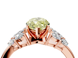 Rose gold Fancy Yellow Marquise  Diamond Cluster Leaf Design Ring with Prong Setting_4