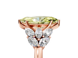 Rose gold Fancy Yellow Marquise  Diamond Cluster Leaf Design Ring with Prong Setting_5