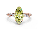 Rose gold Fancy Yellow Marquise  Diamond Cluster Prong-Set Solitaire Ring