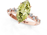 Rose gold Fancy Yellow Marquise  Diamond Cluster Prong-Set Solitaire Ring_1