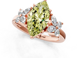 Rose gold Fancy Yellow Marquise  Diamond Floral Cluster Ring with Solitaire Band and Prong Setting_1