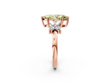 Rose gold Fancy Yellow Marquise  Diamond Floral Cluster Ring with Solitaire Band and Prong Setting_2