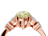 Rose gold Fancy Yellow Marquise  Diamond Floral Cluster Ring with Solitaire Band and Prong Setting_4