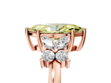 Rose gold Fancy Yellow Marquise  Diamond Floral Cluster Ring with Solitaire Band and Prong Setting_5