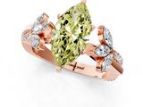 Rose gold Fancy Yellow Marquise  Diamond Floral Vine Solitaire Engagement Ring_1