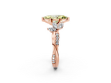 Rose gold Fancy Yellow Marquise  Diamond Floral Vine Solitaire Engagement Ring_2