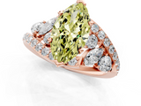Rose gold Fancy Yellow Marquise  Diamond Halo Ring with Marquise and Pavé Band in Prong Setting_1