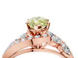 Rose gold Fancy Yellow Marquise  Diamond Halo Ring with Marquise and Pavé Band in Prong Setting_4