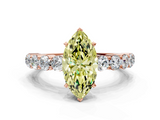Rose gold Fancy Yellow Marquise  Diamond Pavé Band Solitaire with Four-Prong Setting