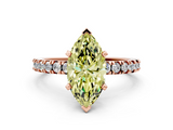 Rose gold Fancy Yellow Marquise  Diamond Pavé Band Solitaire with Four-Prong Setting