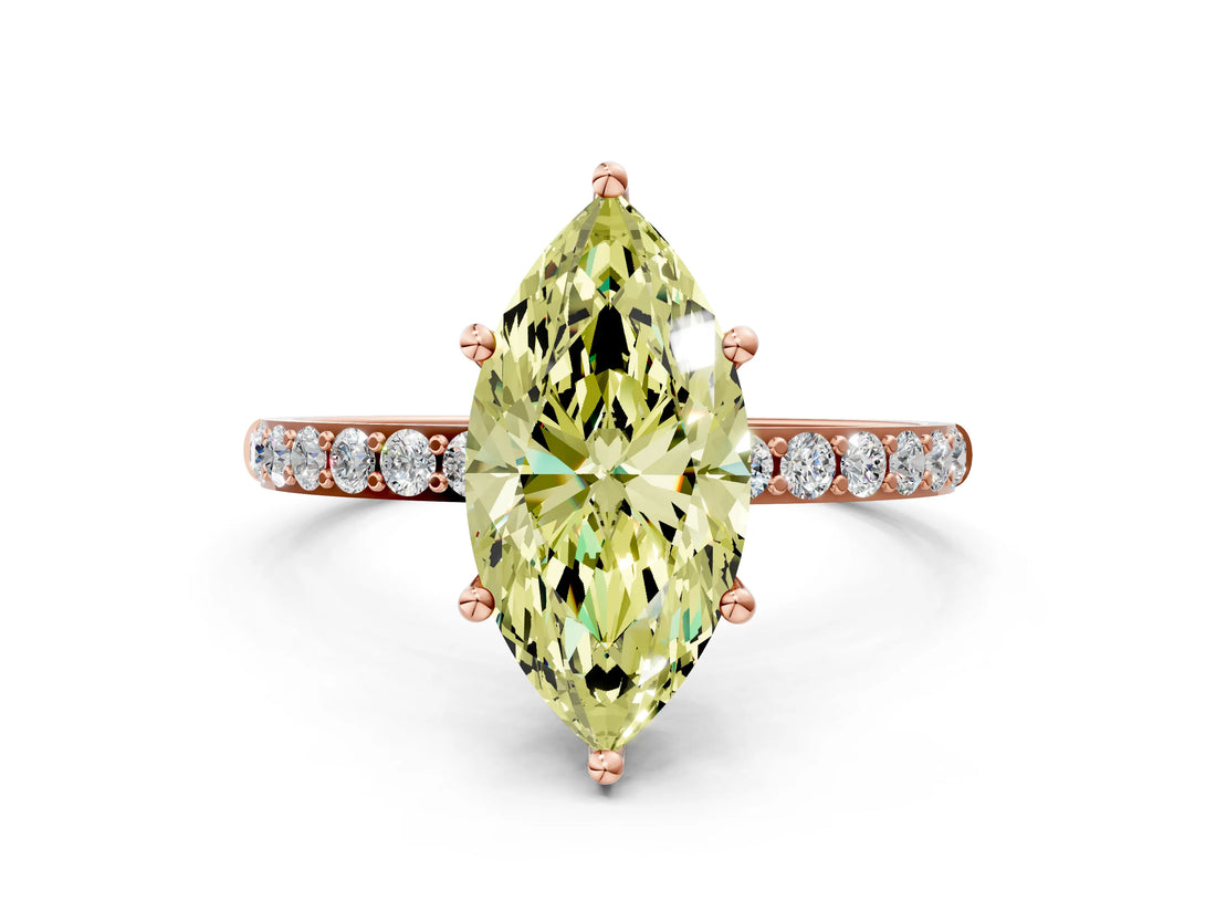 Rose gold Fancy Yellow Marquise  Diamond Pavé Band with Six-Prong Setting_27