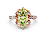 Rose gold Fancy Yellow Marquise  Diamond Pave Band with Floral Prong Setting_27
