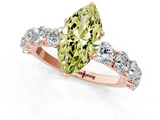 Rose gold Fancy Yellow Marquise  Diamond Prong Setting with Side Stones on a Pave Band_1