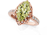 Rose gold Fancy Yellow Marquise  Diamond Solitaire Ring with Shared Prong Pavé Band_17