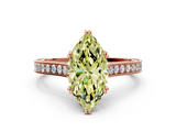 Rose gold Fancy Yellow Marquise  Diamond Solitaire with Pave Band and Six-Prong Setting