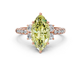 Rose gold Fancy Yellow Marquise  Diamond Three-Stone Pave Band with Four-Prong Setting