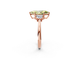 Rose gold Fancy Yellow Marquise  Diamond Three-Stone Ring with Trapezoid Side Stones and Prong Setting_2