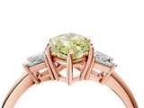 Rose gold Fancy Yellow Marquise  Diamond Three-Stone Ring with Trapezoid Side Stones and Prong Setting_4