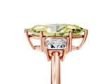 Rose gold Fancy Yellow Marquise  Diamond Three-Stone Ring with Trapezoid Side Stones and Prong Setting_5