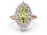 Rose gold Fancy Yellow Marquise  Halo Cluster Diamond Engagement Ring with Prong Setting and Polished Band_20