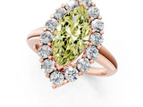Rose gold Fancy Yellow Marquise  Halo Cluster Diamond Engagement Ring with Prong Setting and Polished Band_21